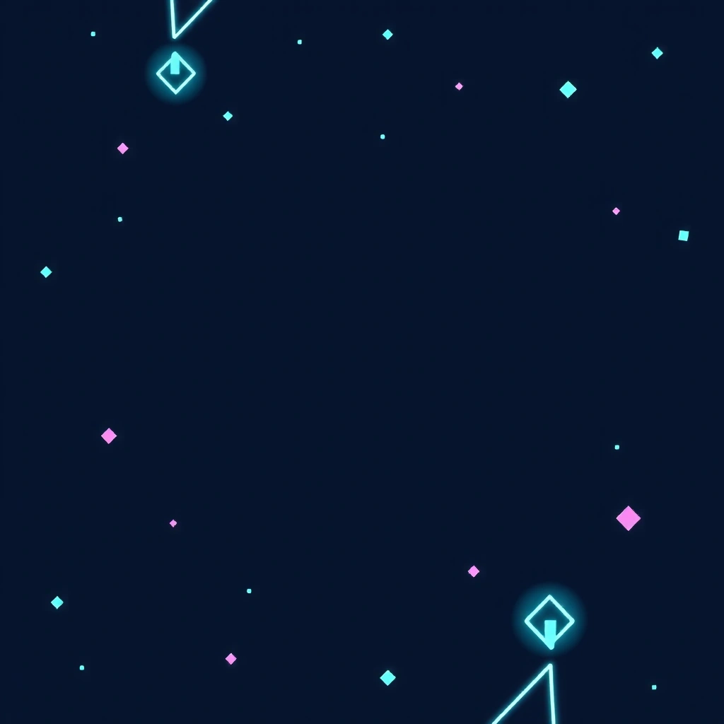 Fondo espacial con elementos neón cian y violeta en tonos oscuros